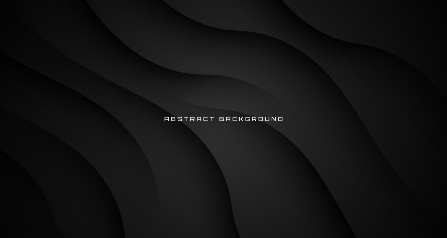 3D black geometric abstract background overlap layer on dark space with waves effect decoration. Graphic design element cutout style concept for banner, flyer, card, brochure cover, or landing page vector