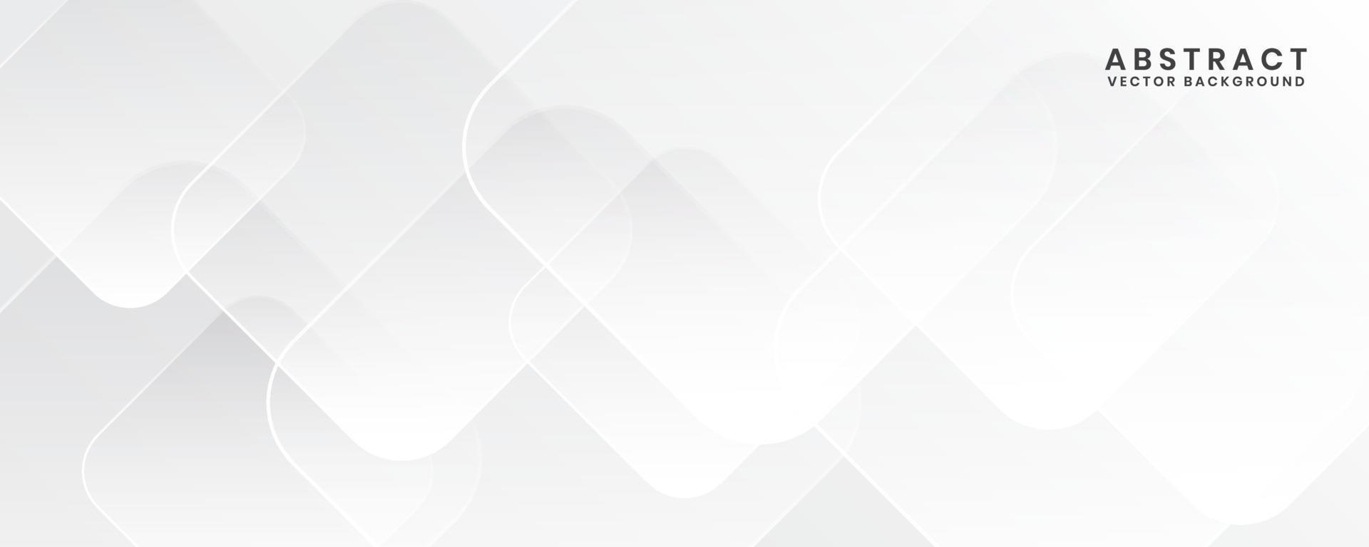 3D white geometric abstract background overlap layer on bright space with rounded rhomb effect decoration. Graphic design element modern style concept for banner, flyer, card, cover, or brochure vector