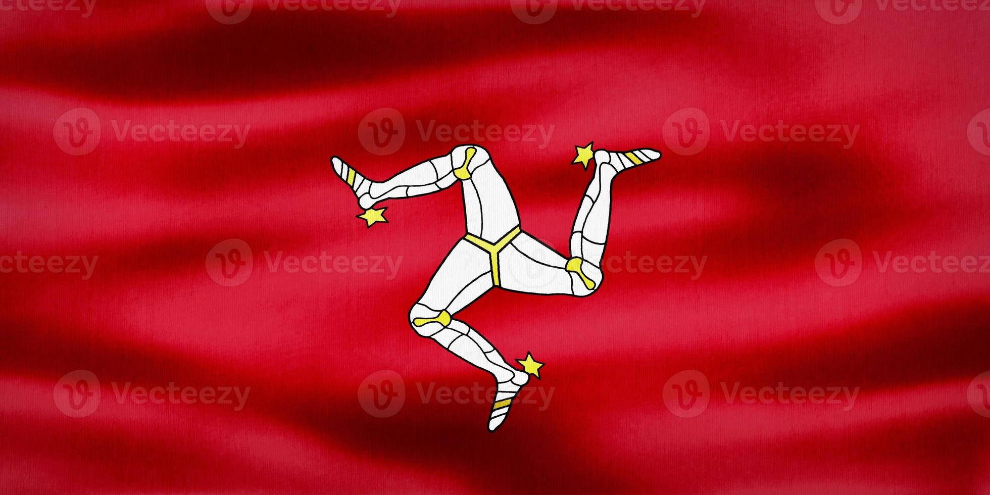 3D-Illustration of a Isle of Man flag - realistic waving fabric flag photo