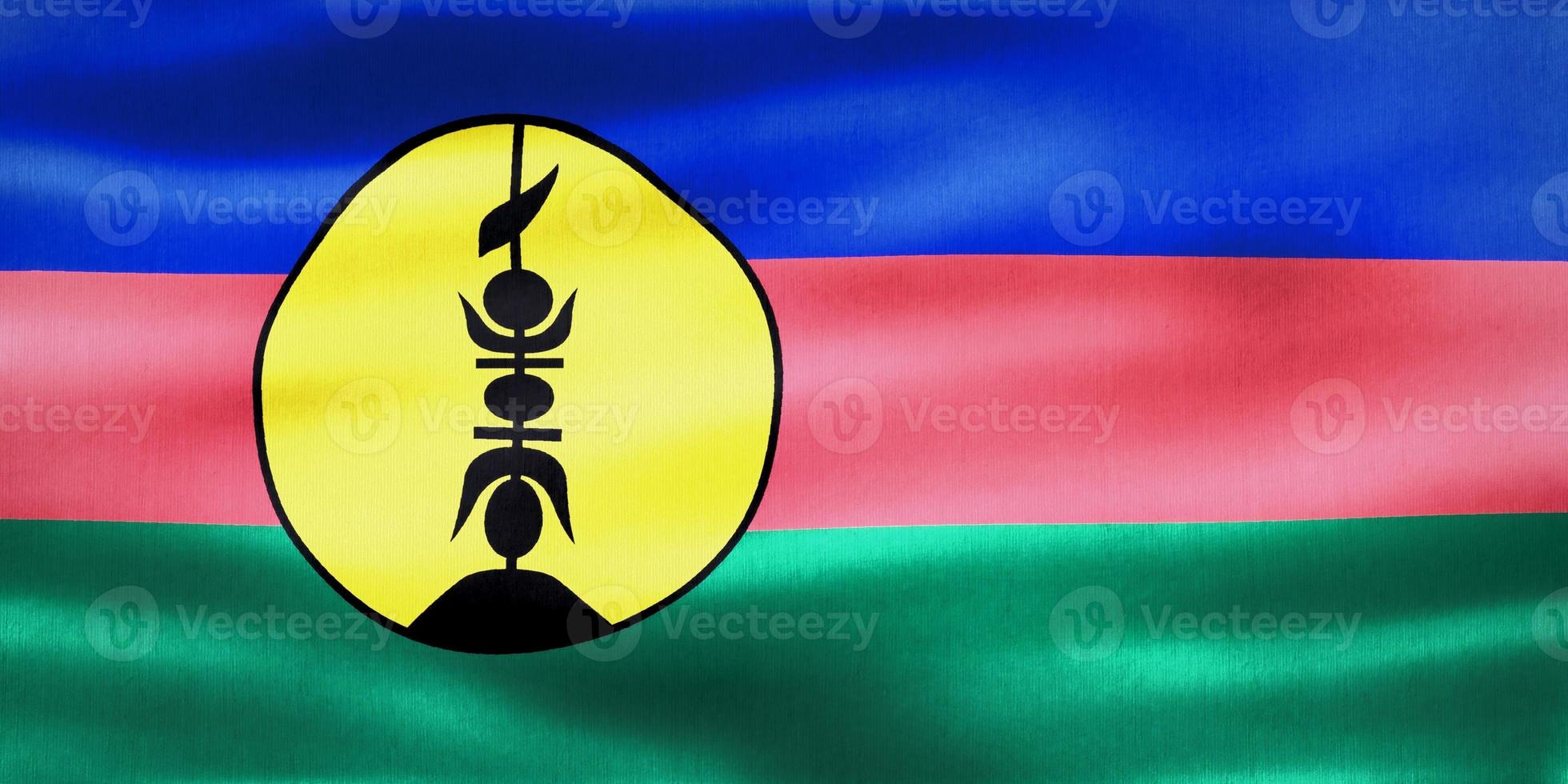 3D-Illustration of a New Caledonia flag - realistic waving fabric flag photo