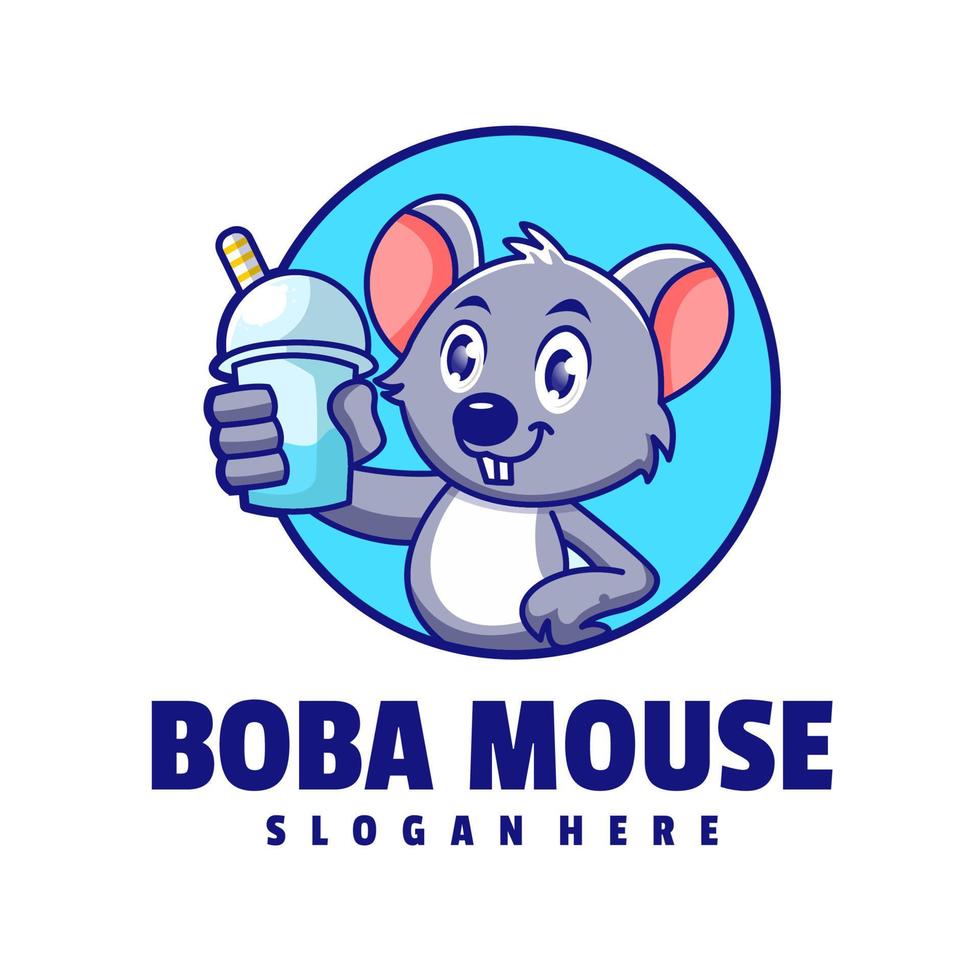 Cute Mouse Cartoon Logo Template vector