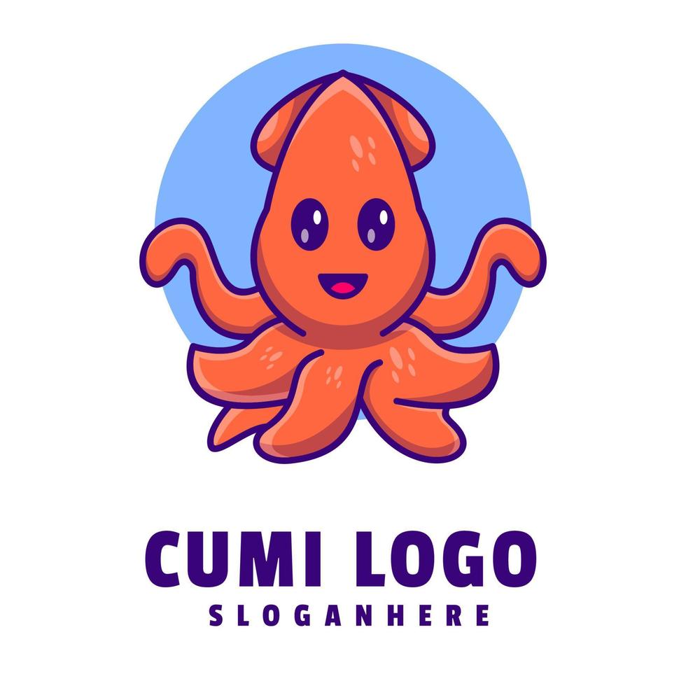 Cute Squid Logo Template vector