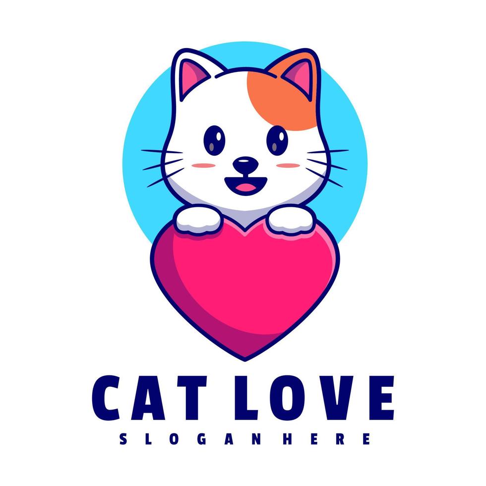 Cat Love Logo Tempalte vector