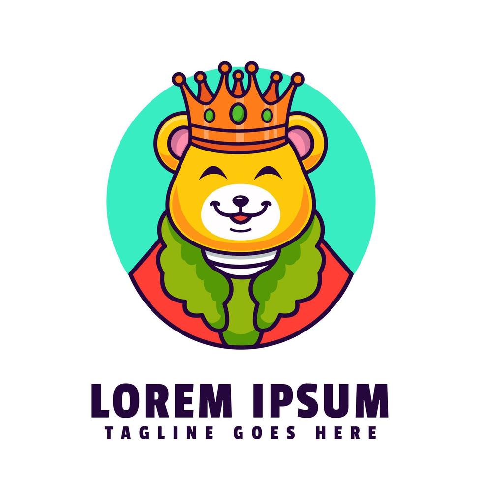 King Bear Cartoon Logo Template vector