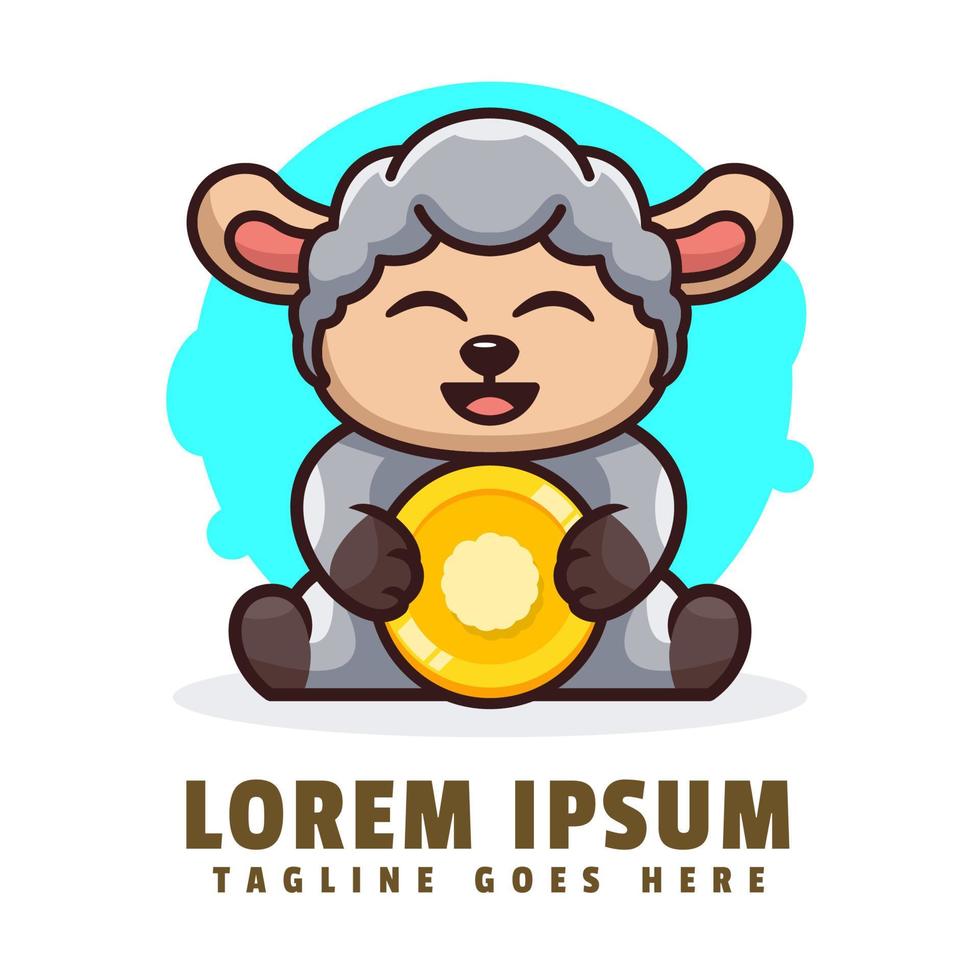 Sheep Holdin Coin Cartoon Logo vector