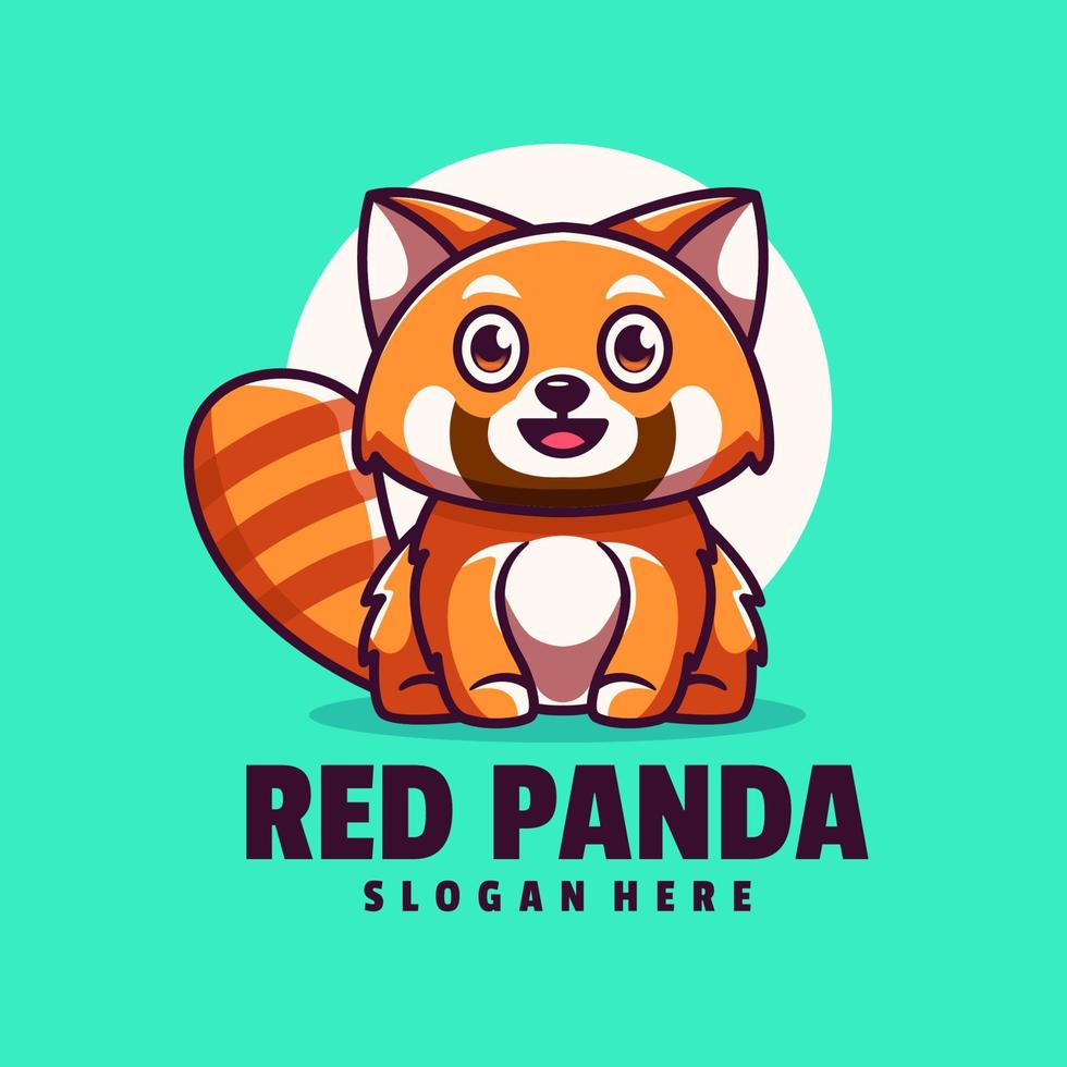 Cute Red Panda Logo Template vector