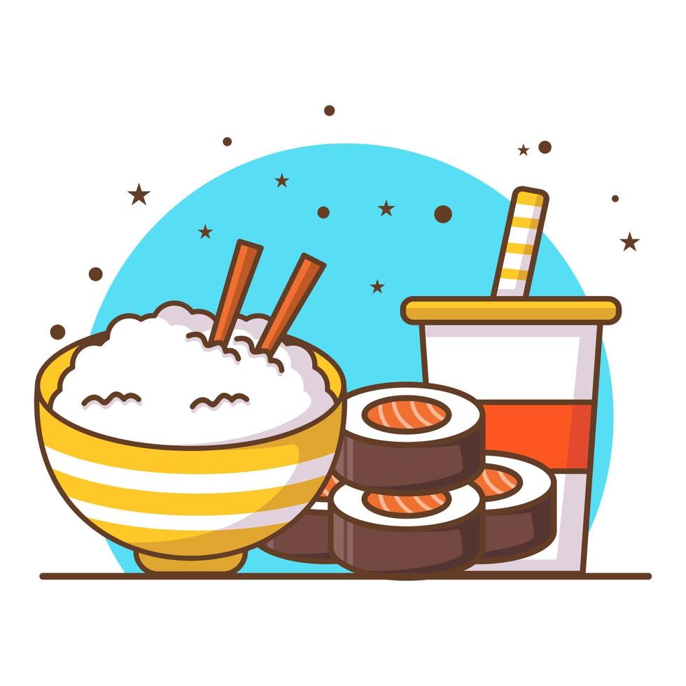 Sushi And Drink Illustration vector