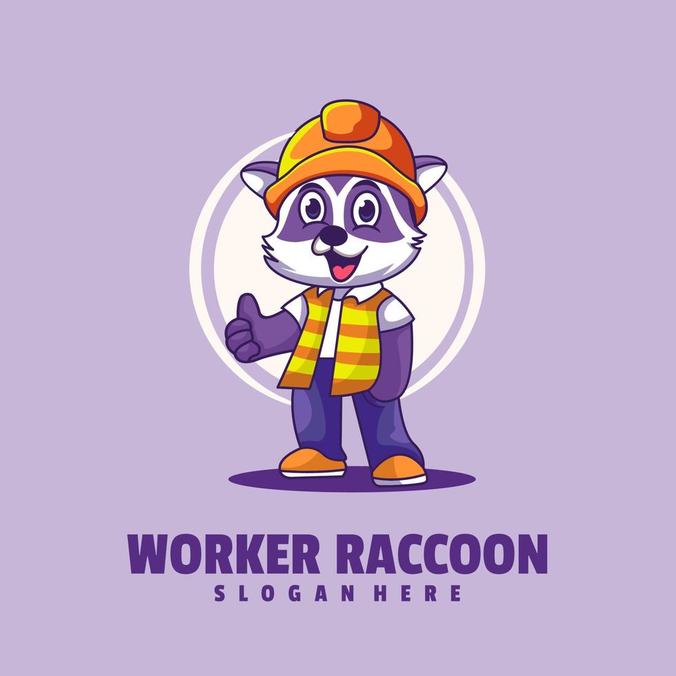 trabajador mapache logo modelo vector