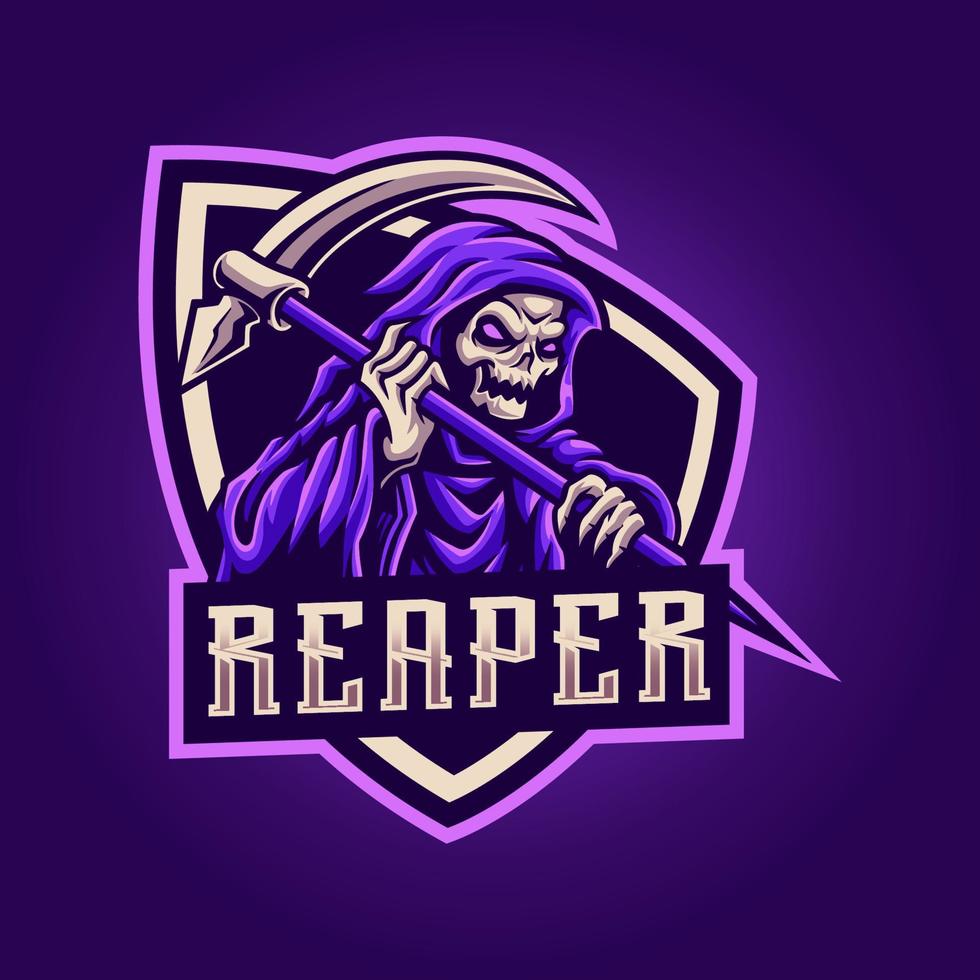 Grim reaper esport gaming logo design vector