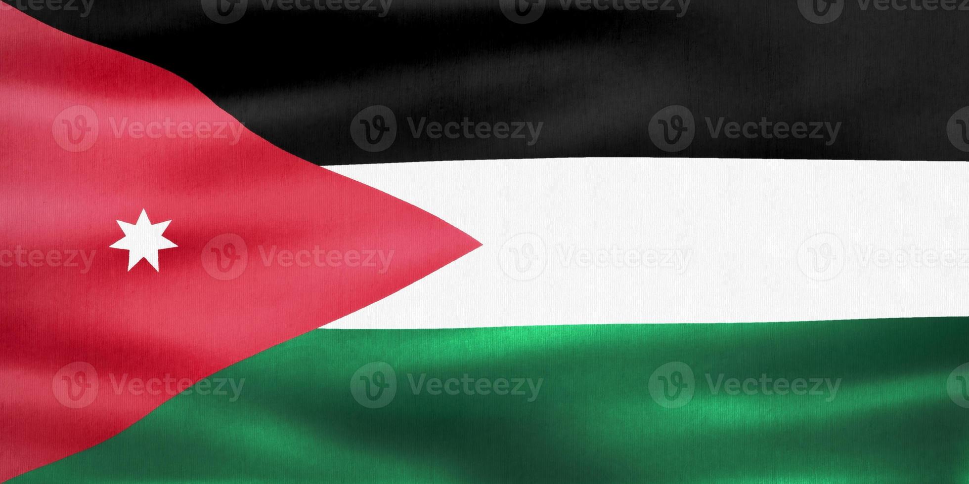 3D-Illustration of a Jordan flag - realistic waving fabric flag photo