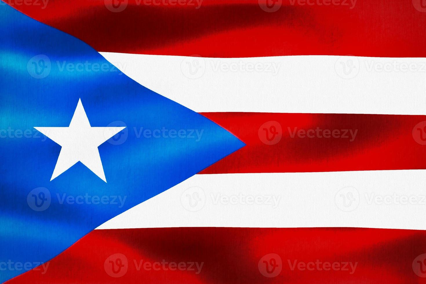 Ilustración 3d de una bandera de puerto rico - bandera de tela ondeante realista foto