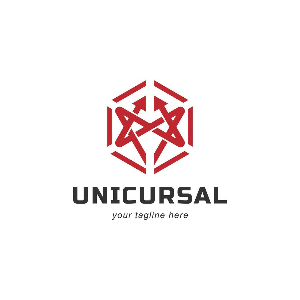 uniqursal hexagram symbol in red, the six pointed star vector