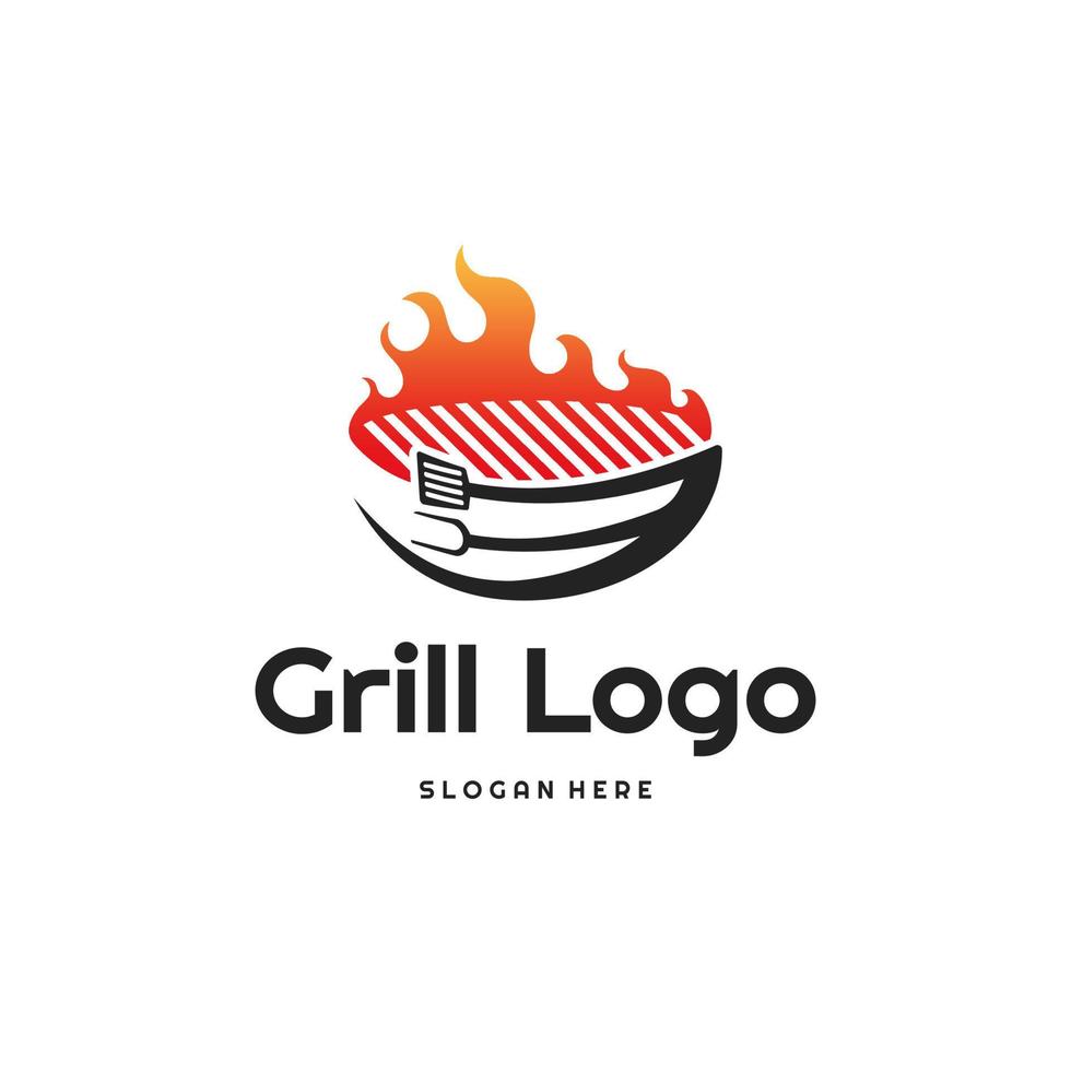 grill logo design concept, barbeque, food logo template vector