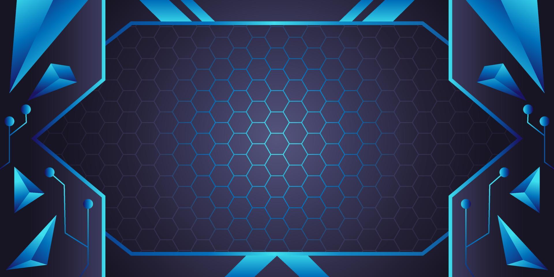 high tech futuristic background with blue color and hexagon pattern, abstract futuristic background good for card, banner, virtual world vector