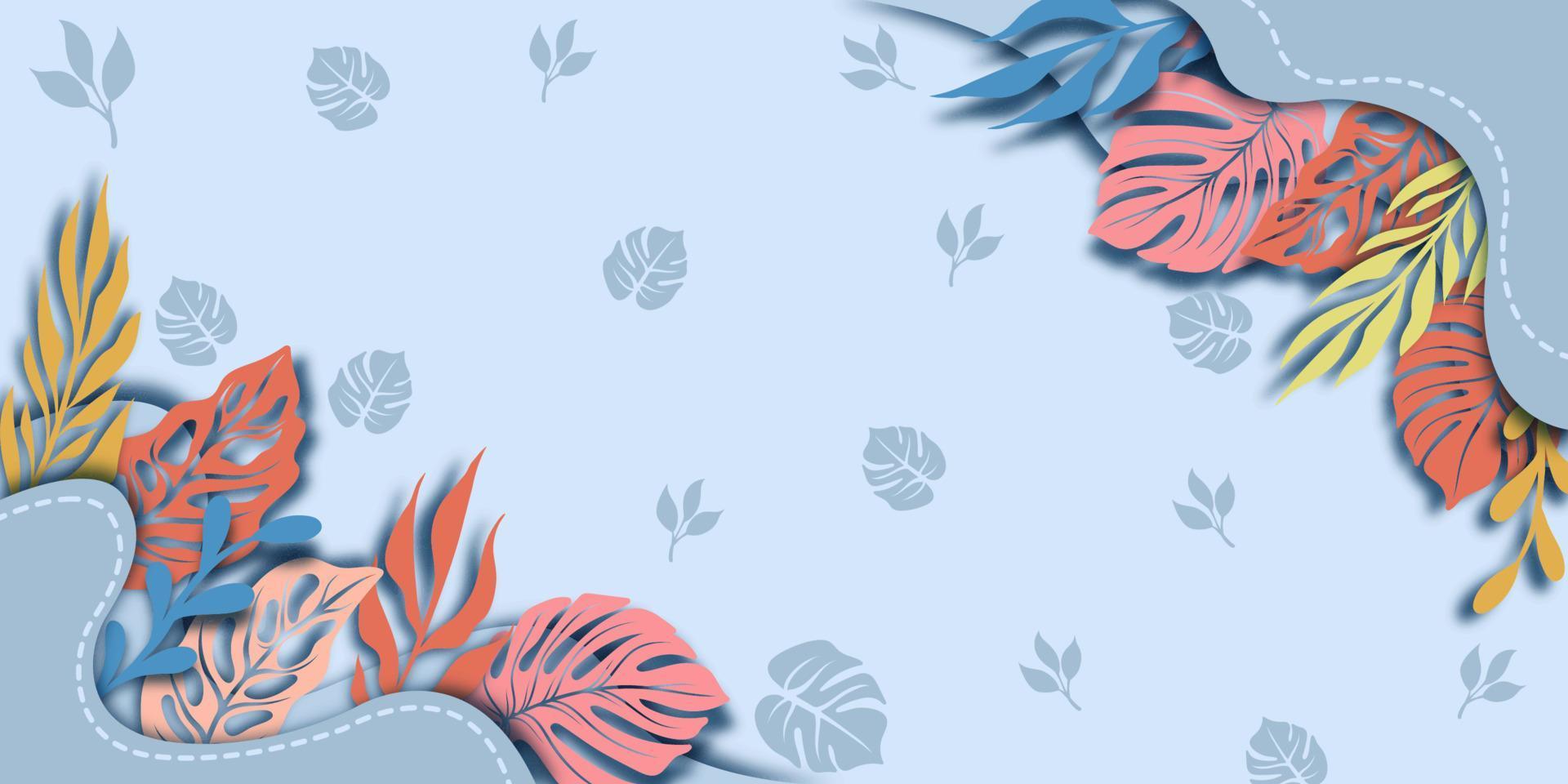 pastel colored flower and leaf background vector, floral wallpaper design vector