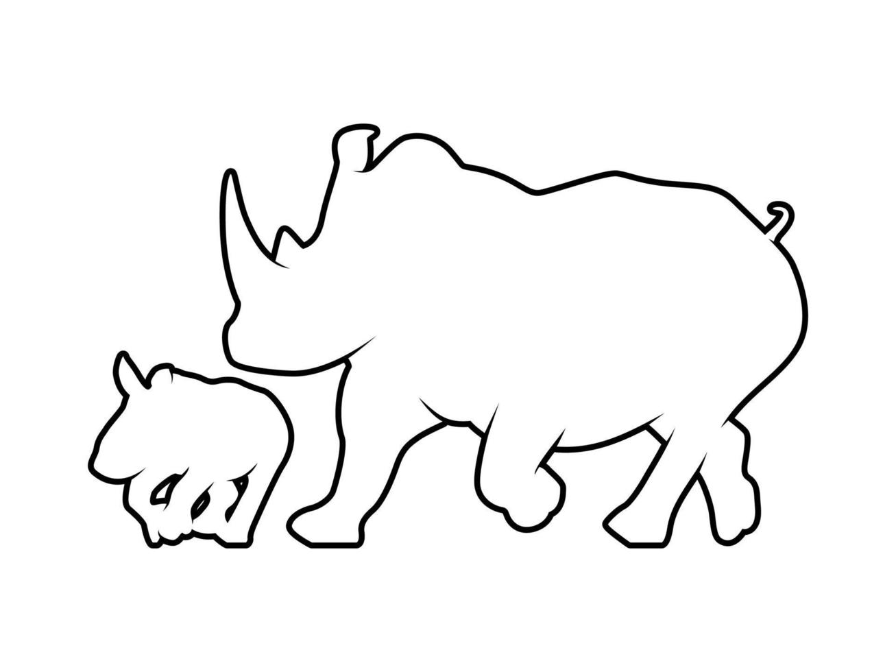 Rhino Outline Vector Animal Silhouette