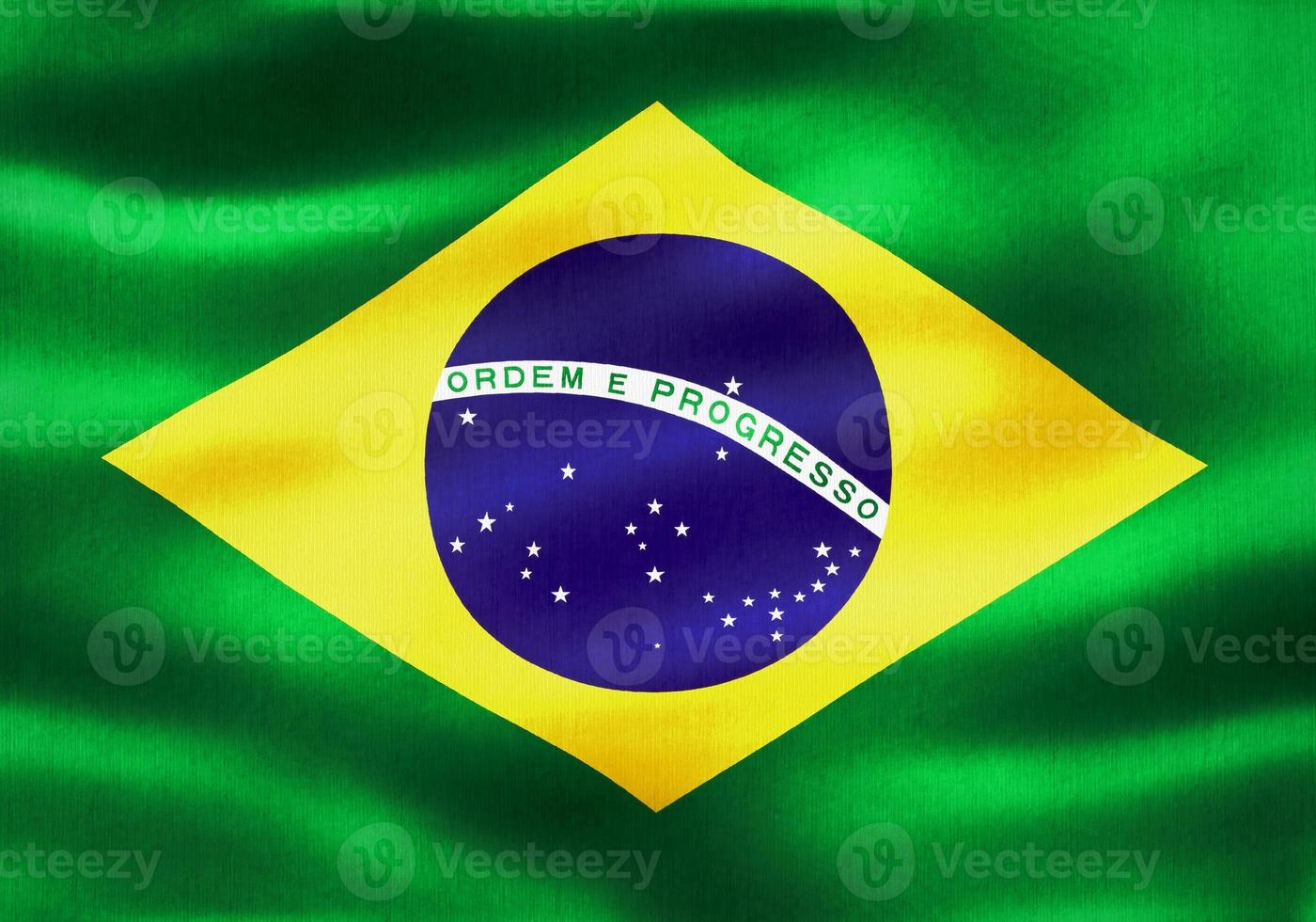 Brazil flag - realistic waving fabric flag photo