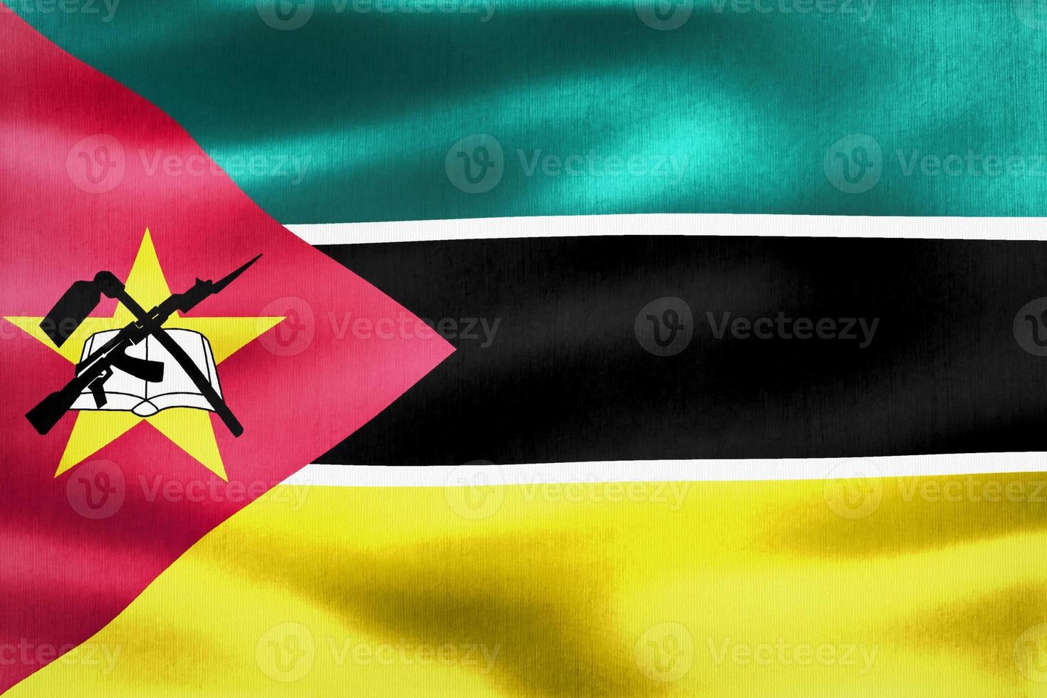 Ilustración 3d de una bandera de mozambique - bandera de tela ondeante realista foto