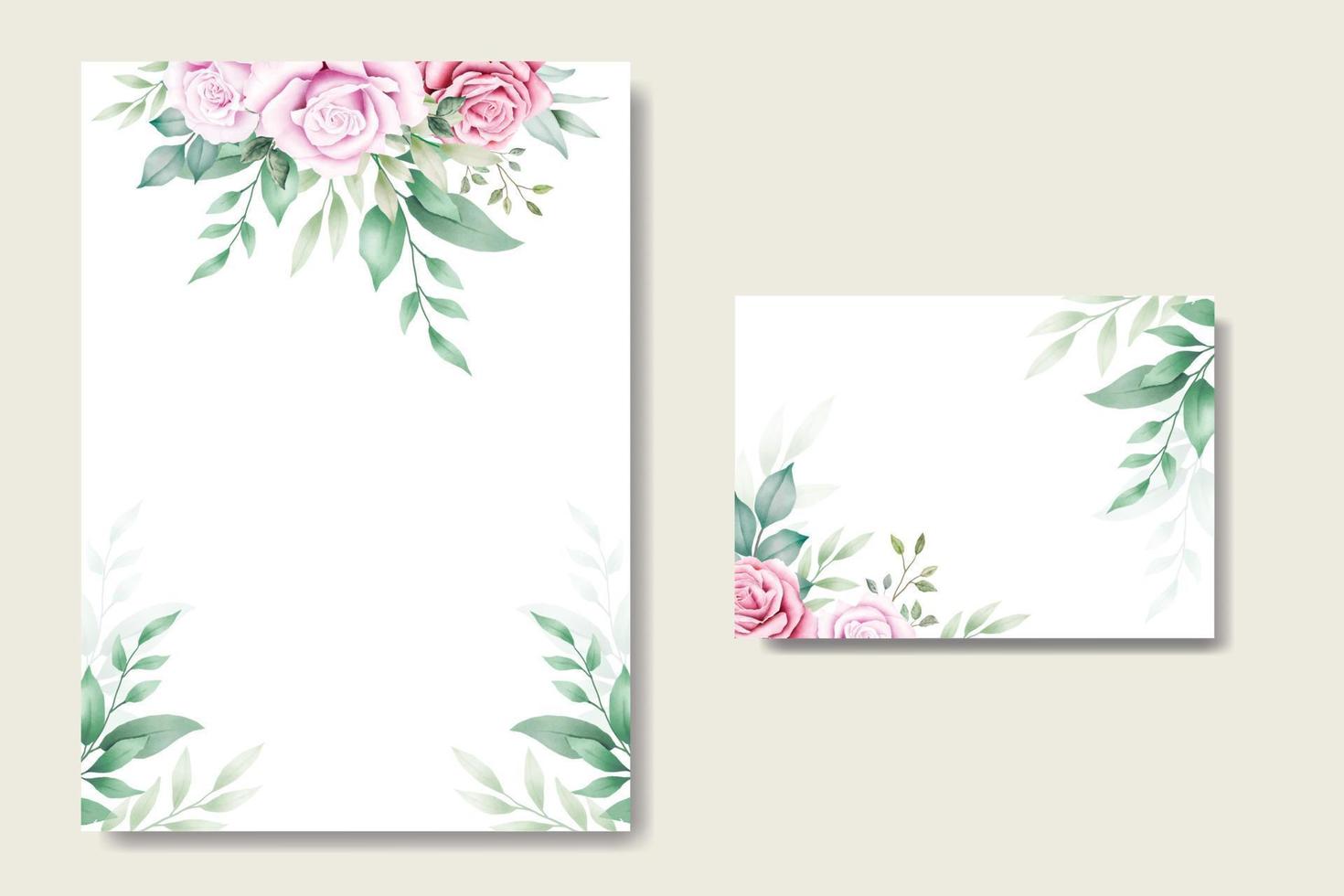 wedding invitation card with floral rose watercolor vector