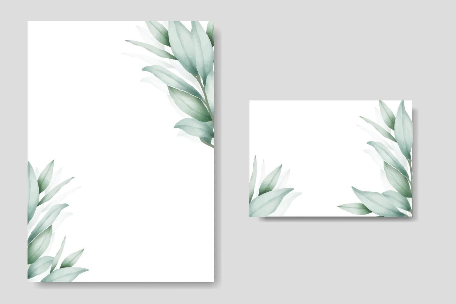 watercolor eucalyptus wedding invitation card vector