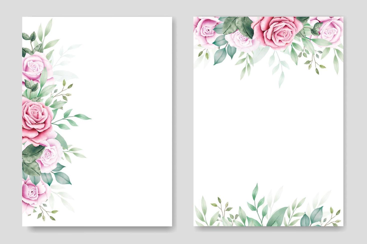 tarjeta de invitación de boda con acuarela rosa floral vector