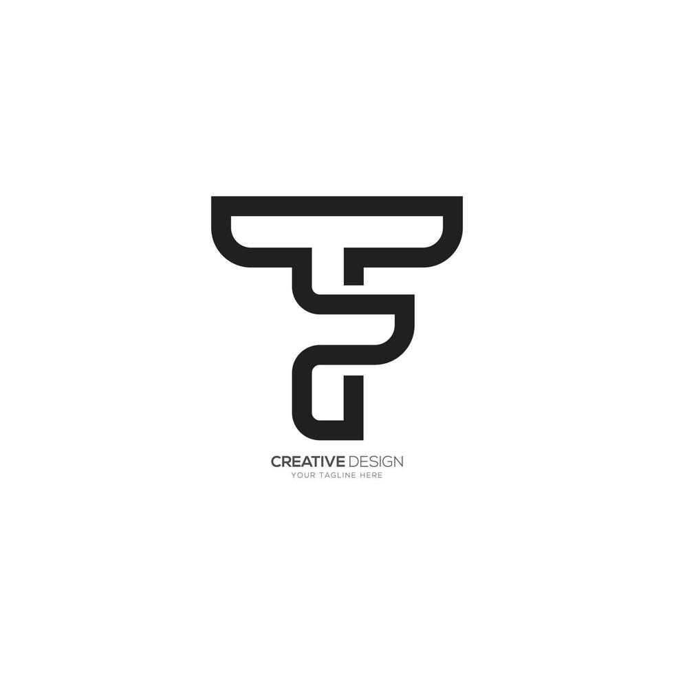 Letter T F or F T modern shape line art minimal logo vector