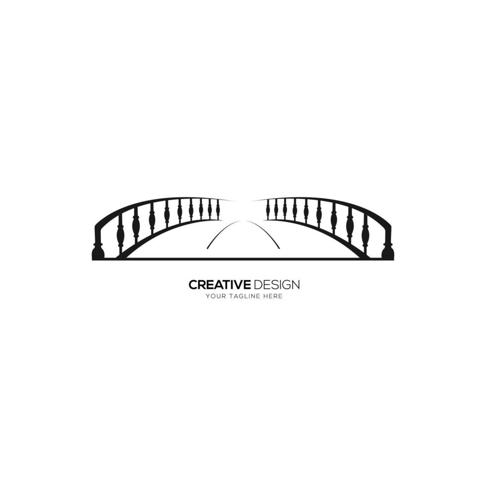Village river side bridge classic logo vector