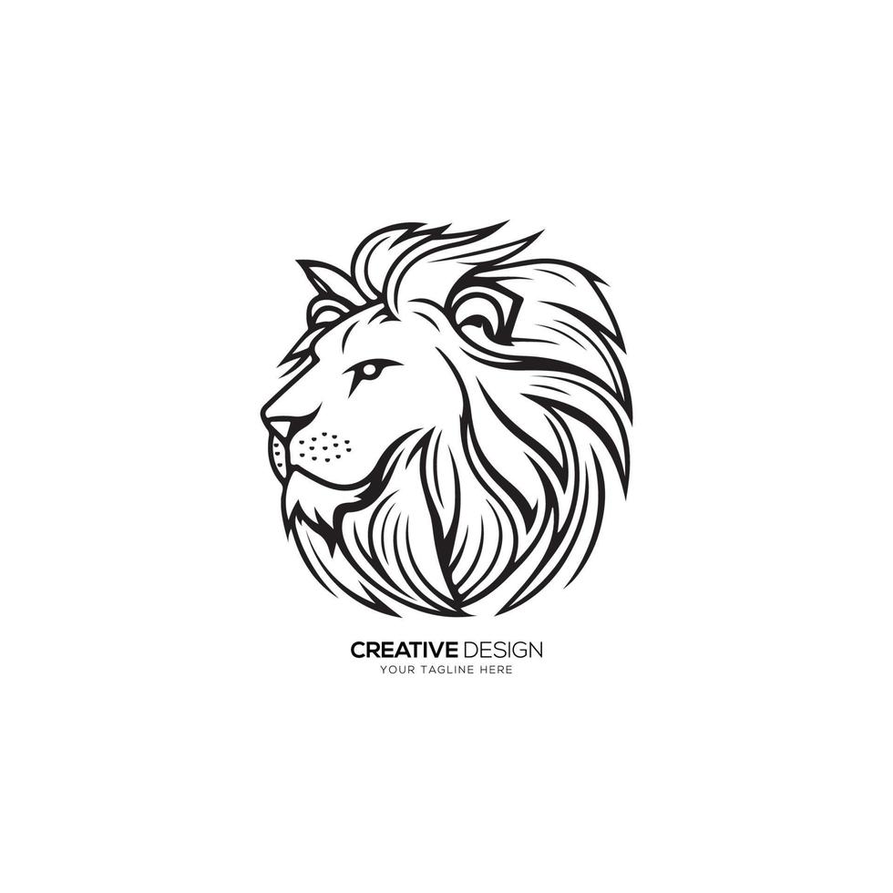 Wild lion head modern art silhouette logo vector