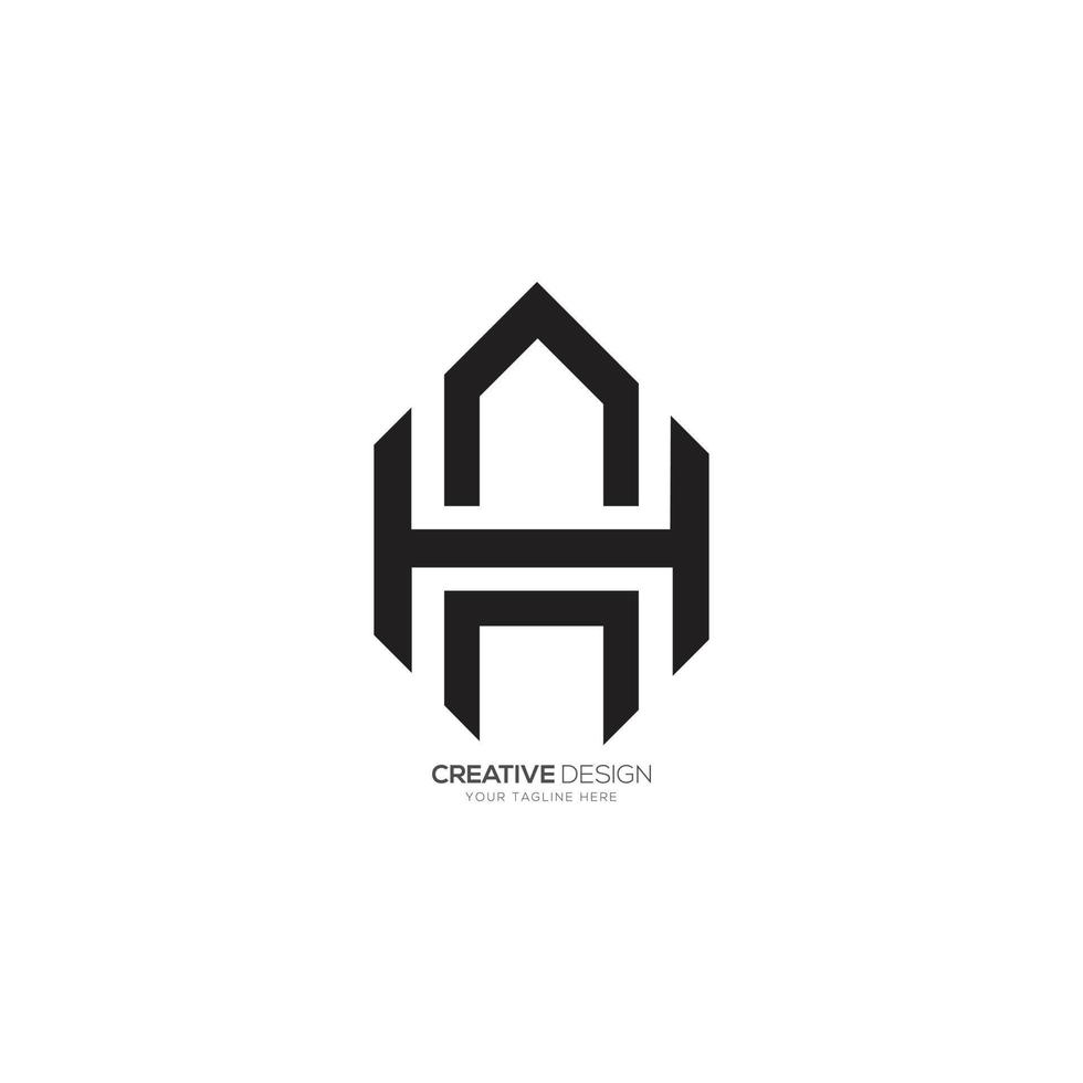 Letter A H line art modern unique logo vector