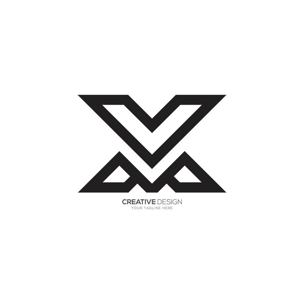 Modern initial letter V X line art creative logo vector