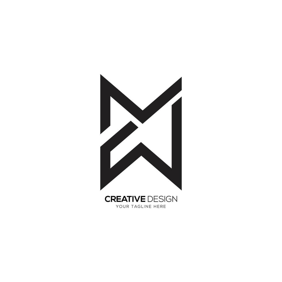 Modern letter M W or W M line art minimal logo vector