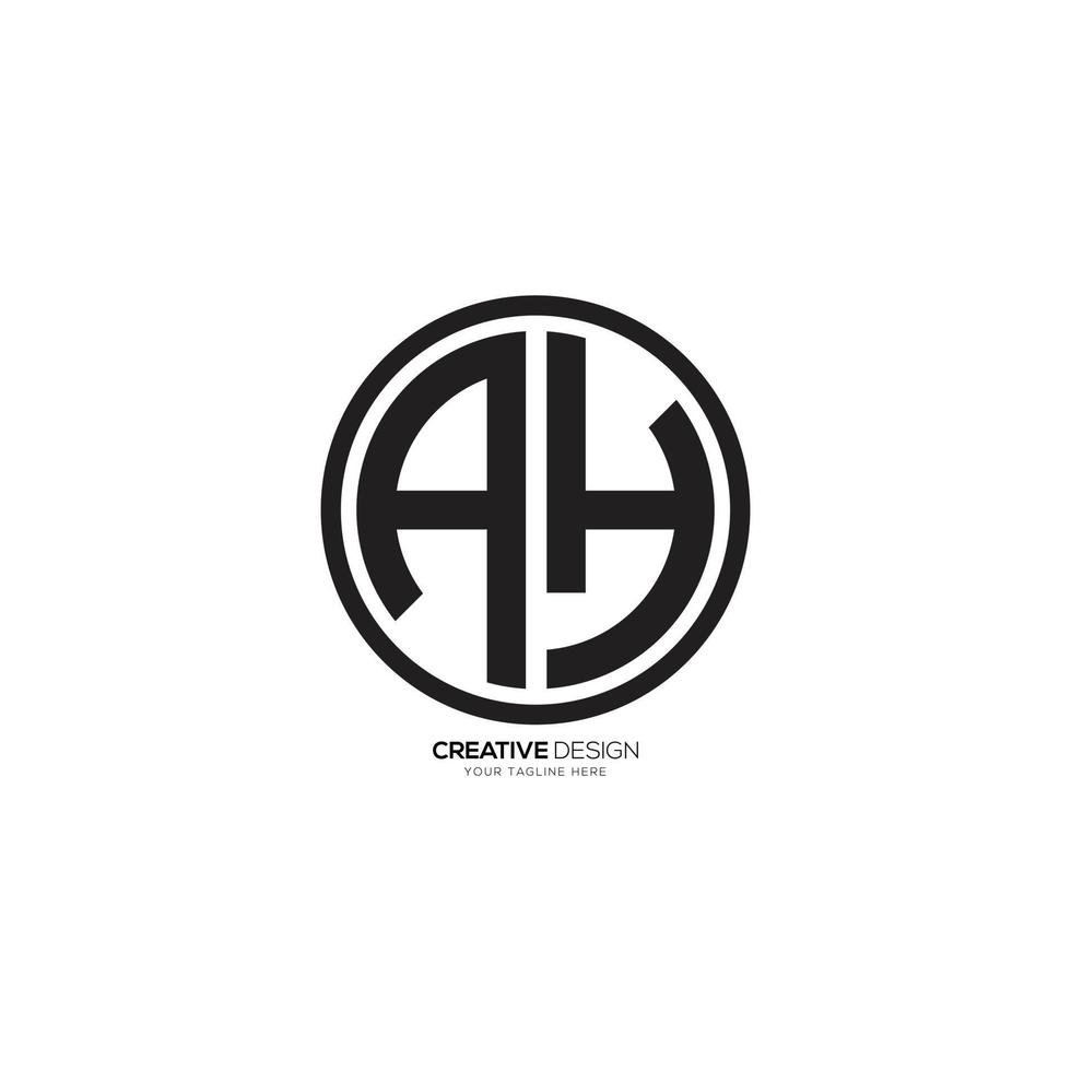 Letter A H rounded shape creative logo branding vector