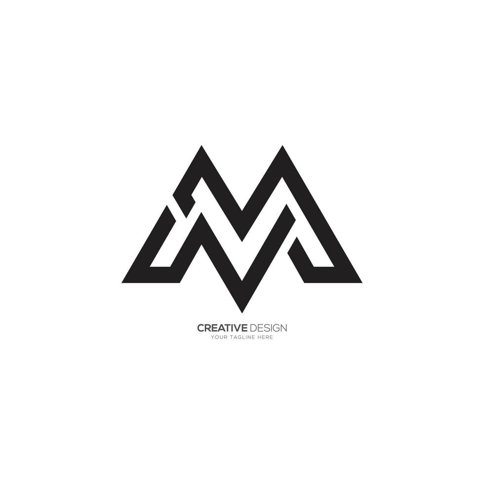 Letter M V modern line art unique monogram logo vector