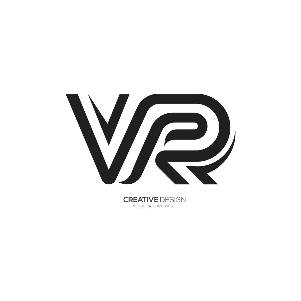 Letter V R creative line art unique shape logo vector