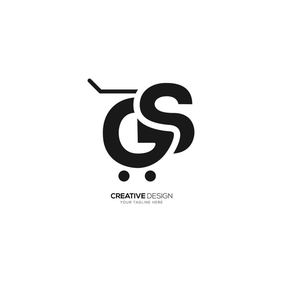 Modern letter G S with e-commerce trolly logo vector