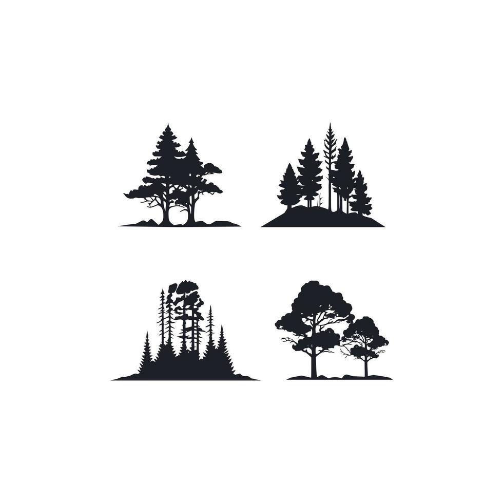 Vintage forest tree silhouette logo set vector