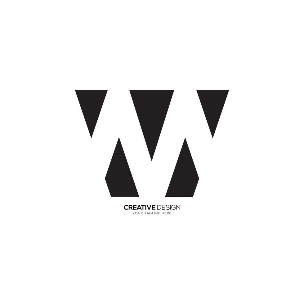 M W V negative space creative icon logo design vector