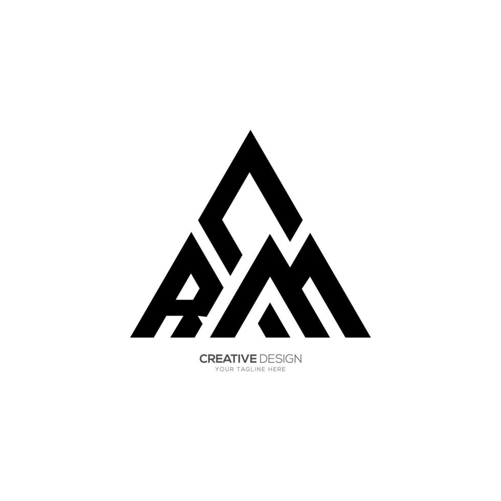 R C M triangle letter modern shape monogram logo vector