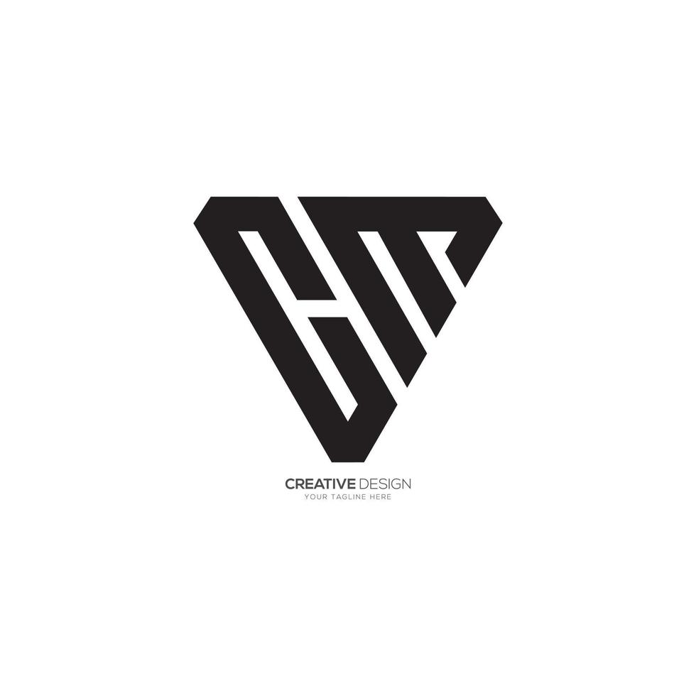 C M triangle letter unique shape modern logo vector