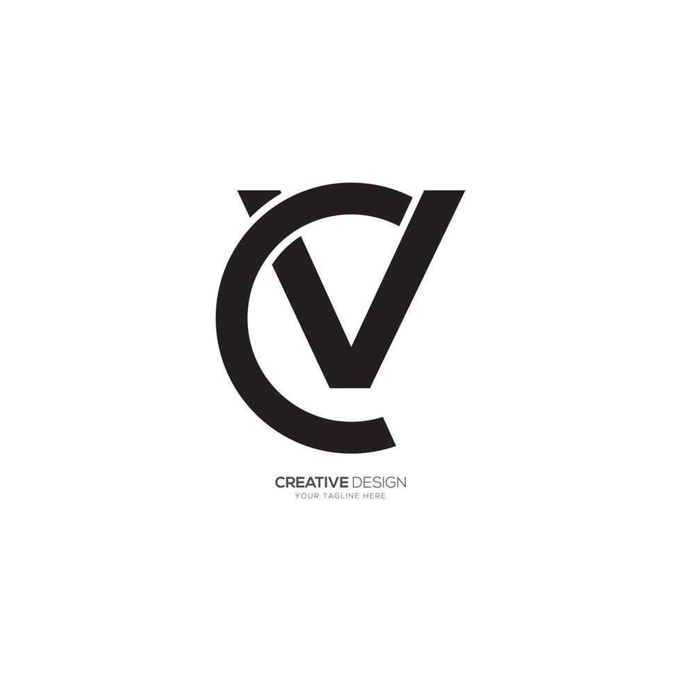 Letter C V creative shape monogram simple logo vector