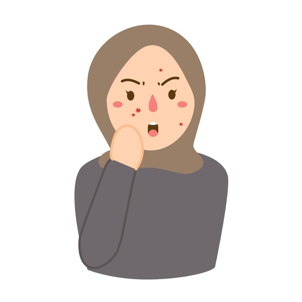 woman facewash acne worry cleaning exfoliate vector