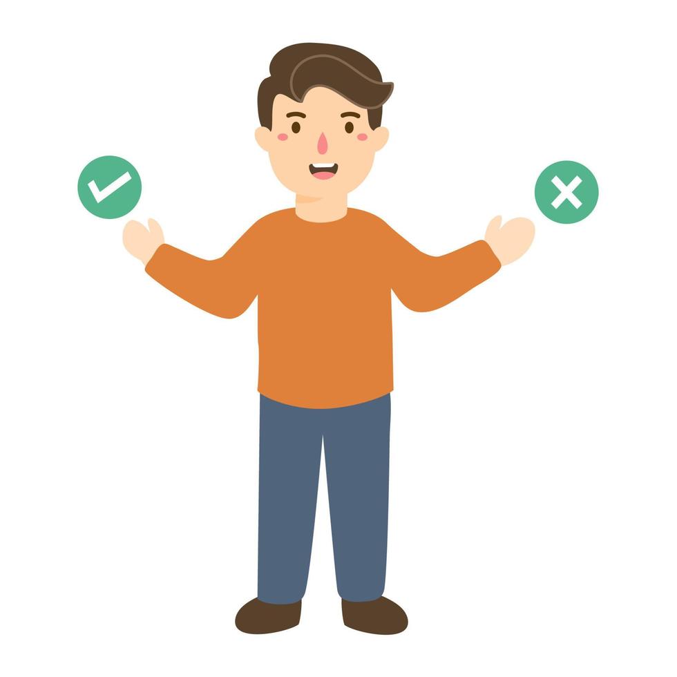 people making difficult choice between two options vector