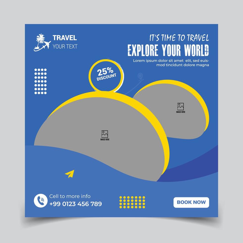 Travel and tourism social media post banner Design Template vector