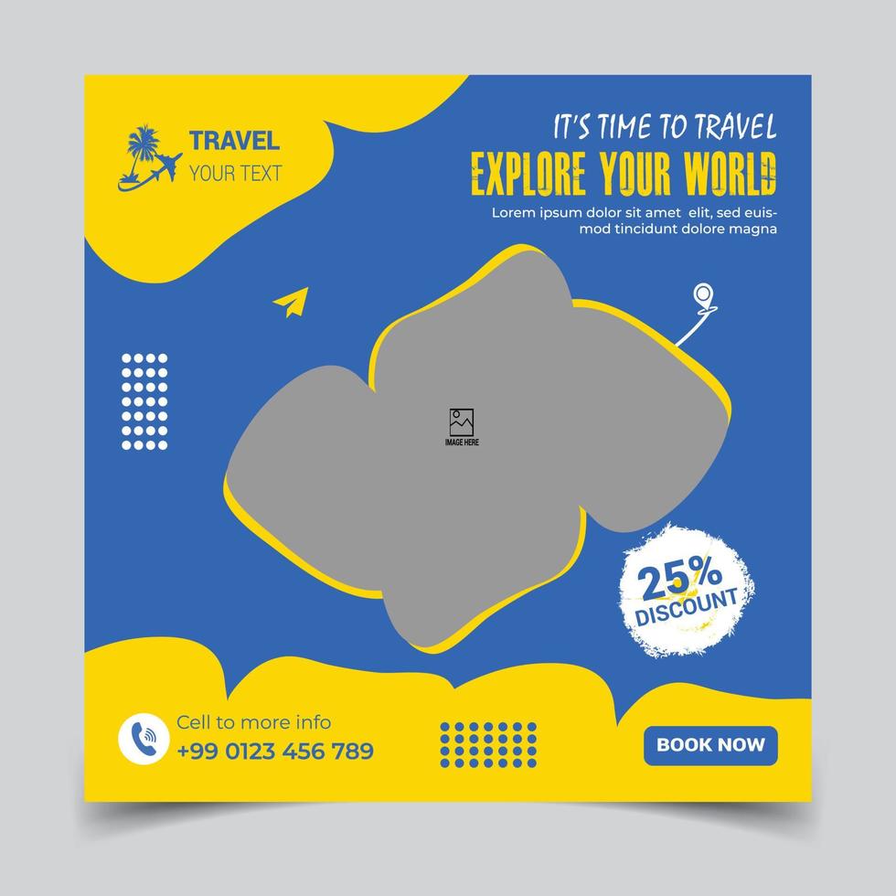 Travel and tourism social media post banner Design Template vector