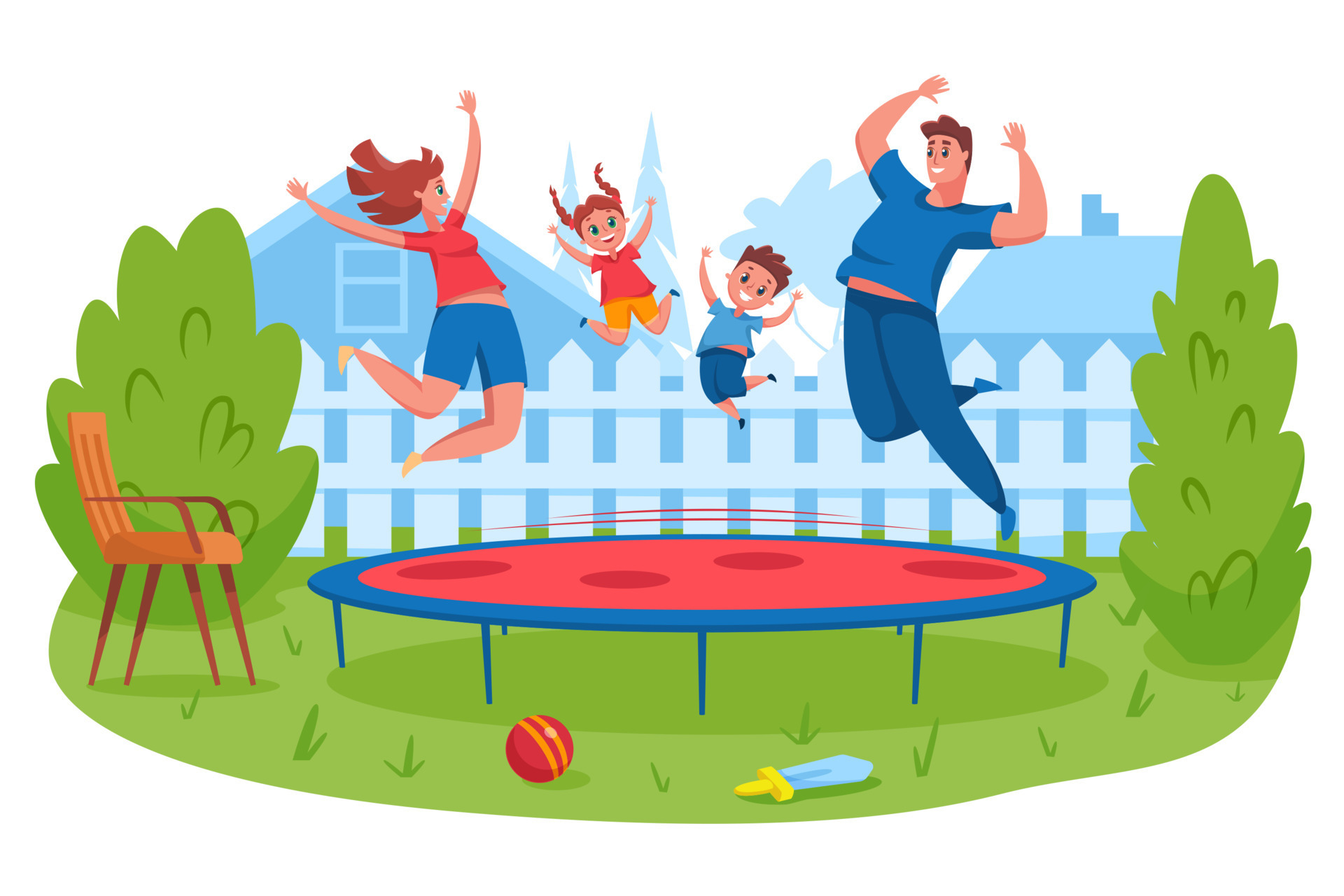 Outdoors and Recreation Clipart-girl jumping playing on trampoline clipart