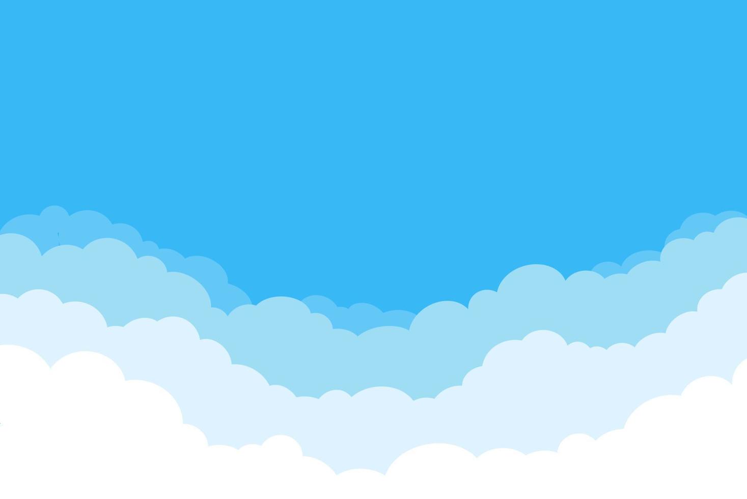 Layered clouds. Cartoon border with white cloud gradient, fluffy cumulus in heaven. Vector game banner background