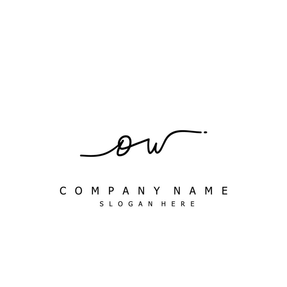 Initial OW handwriting of signature logo vector
