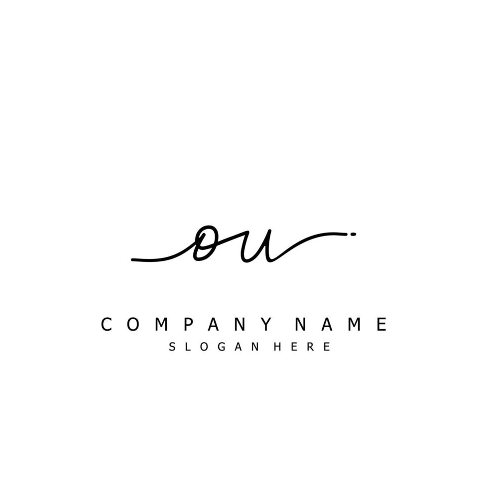 Initial OU handwriting of signature logo vector