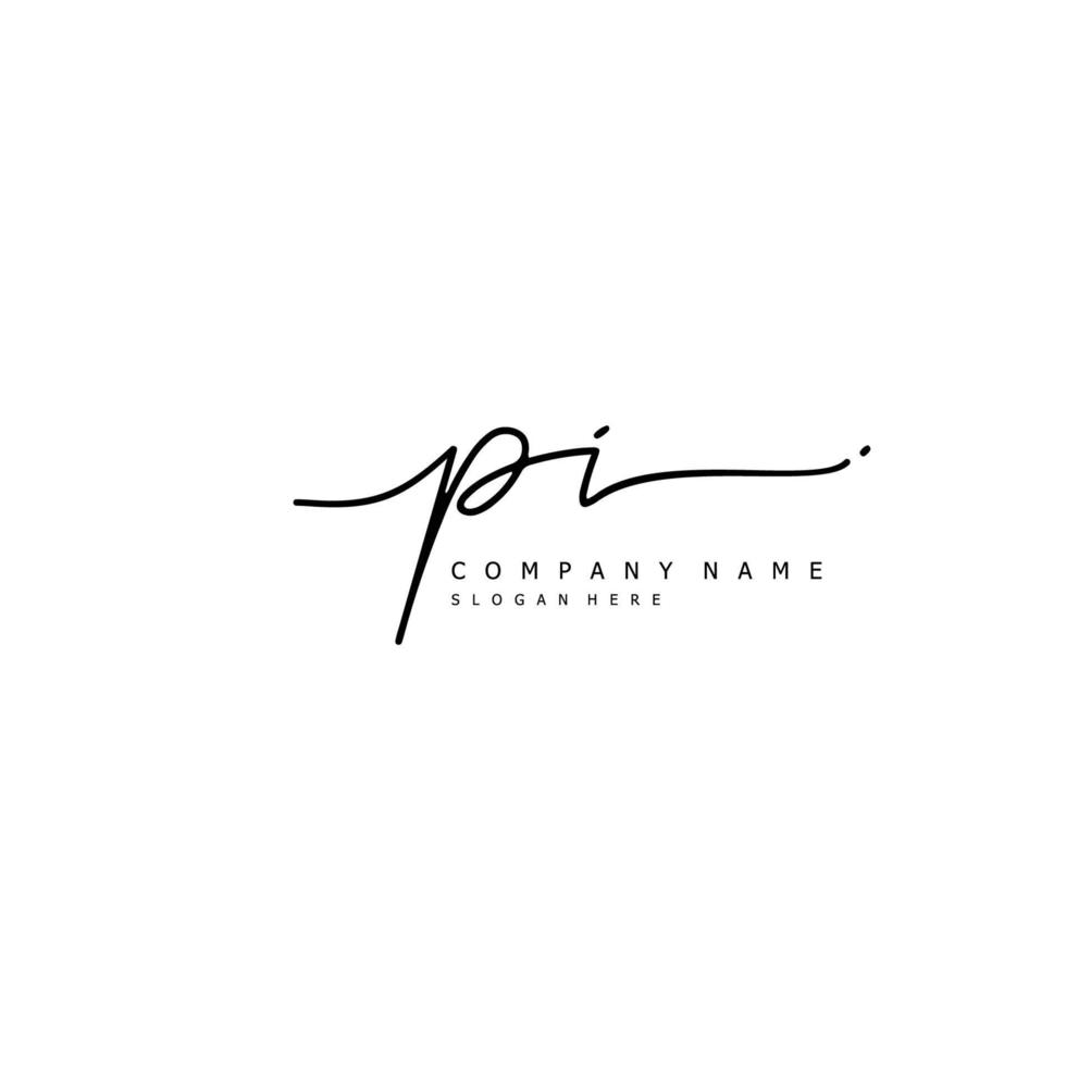 Initial PI handwriting of signature logo vector