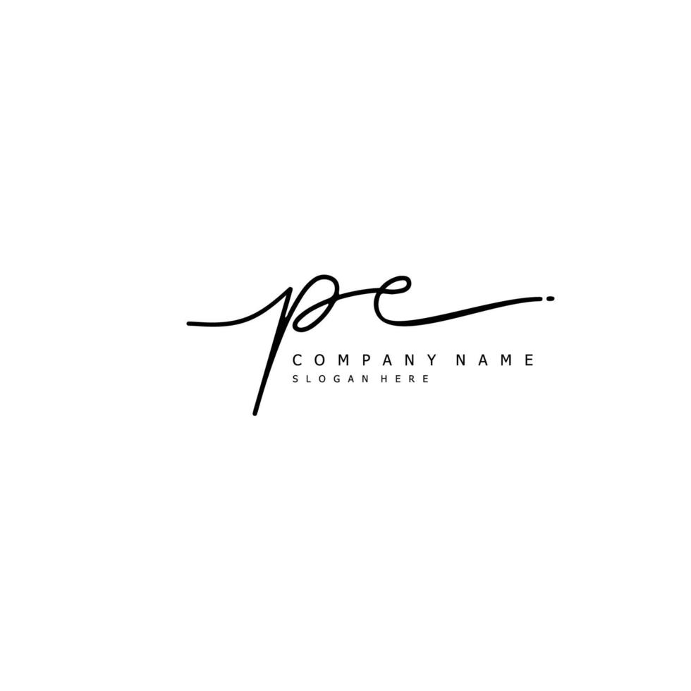 Initial PE handwriting of signature logo vector